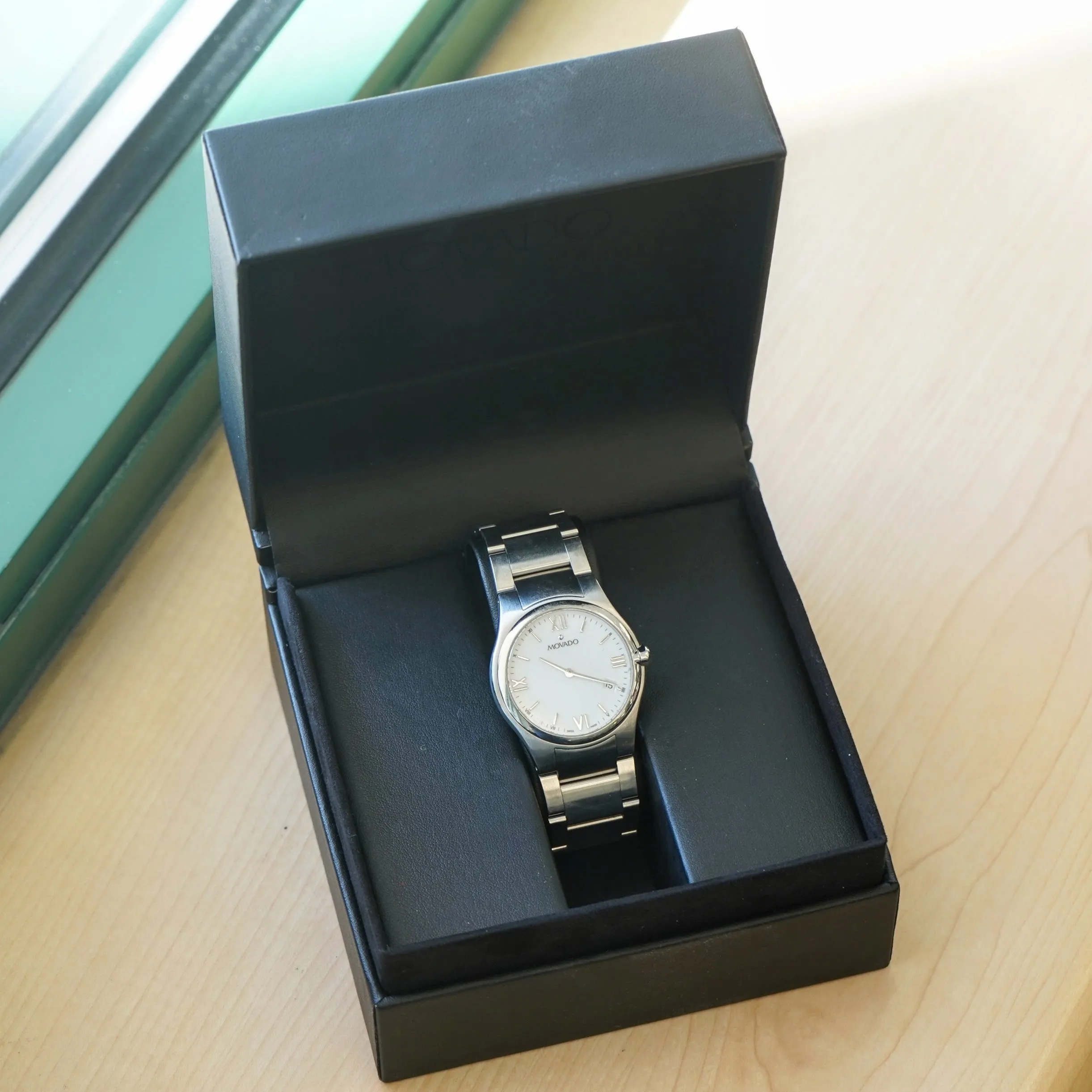 MOVADO Watch 84G11870 Date Indicator Quartz Wristwatch ALL S.S. In Box!
