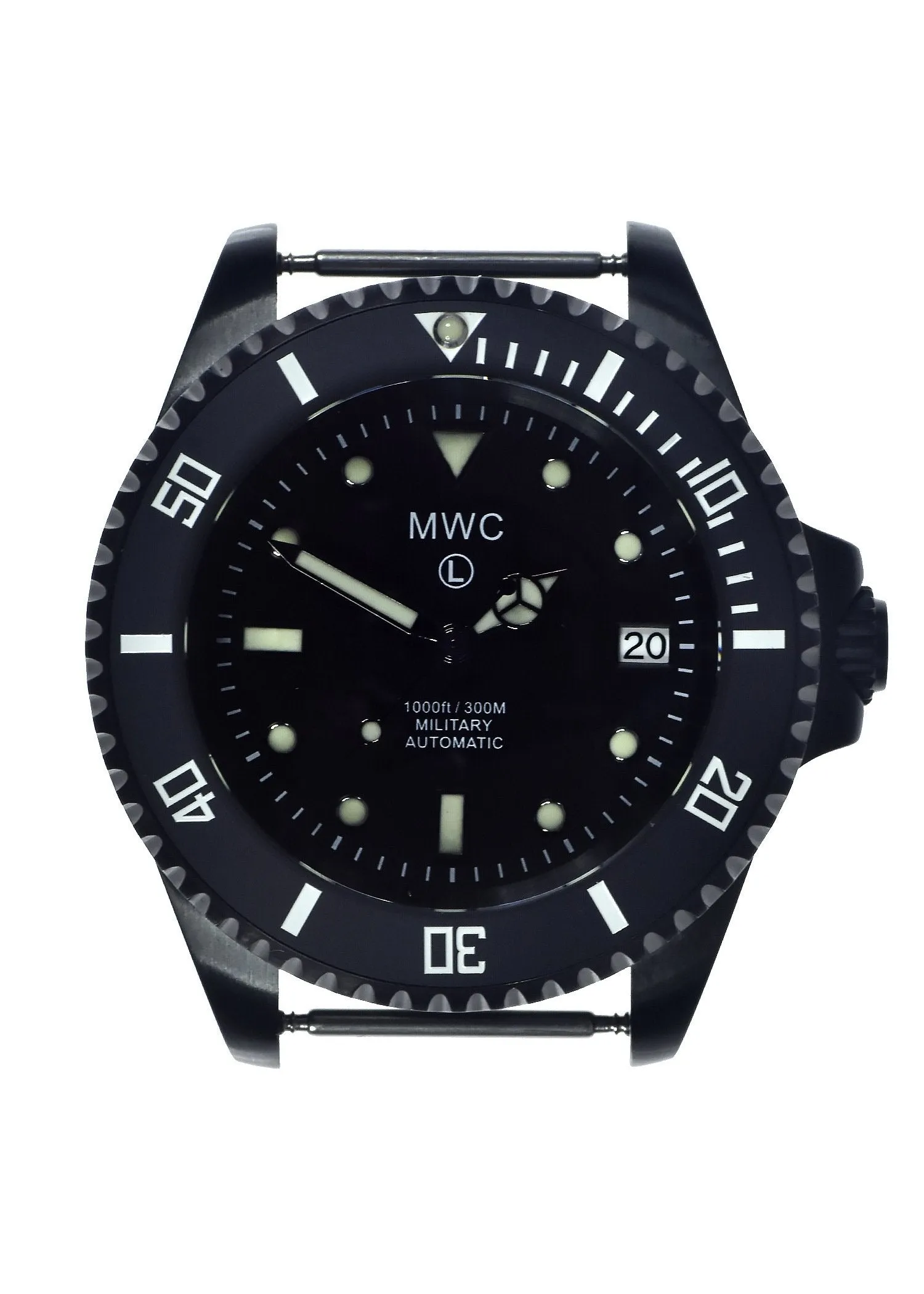 MWC 24 Jewel 300m Automatic Military Divers Watch in Black PVD Steel with Ceramic Bezel and Sapphire Crystal