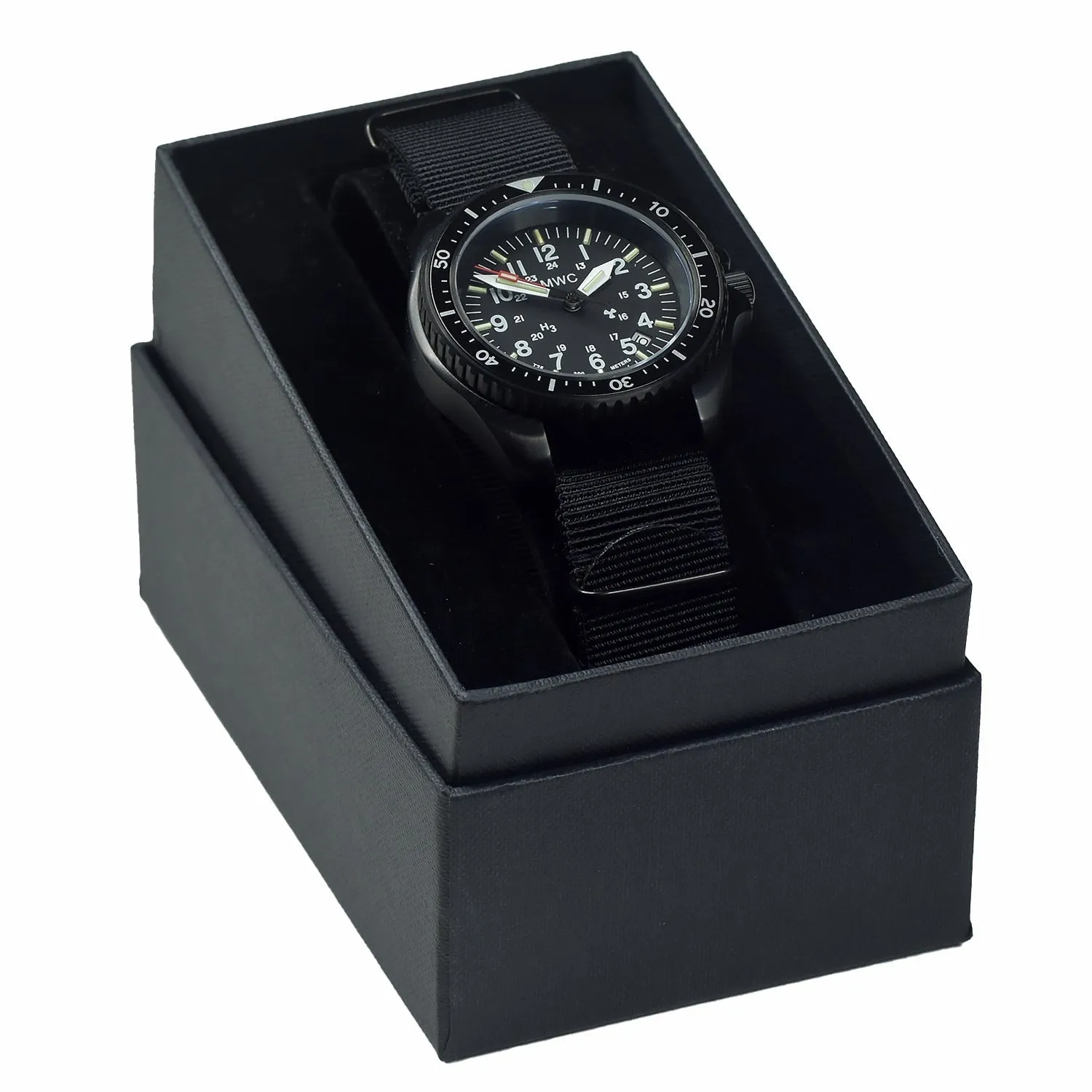MWC Automatic Black PVD Military Divers Watch  - Tritium / GTLS Illumination, Sapphire Crystal and 60 Hour Power Reserve