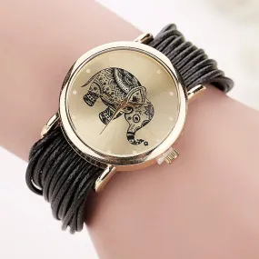 New Women Leather Bracelet Watches Fashion Casual Elephant Wrist Watches Relojes Mujer Relogio Feminino Clock 2015 BW1687