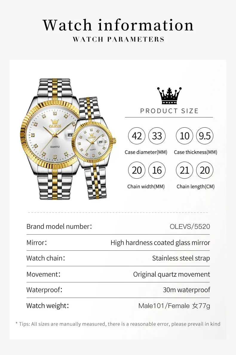OLEVS® Couple Luxury Watch