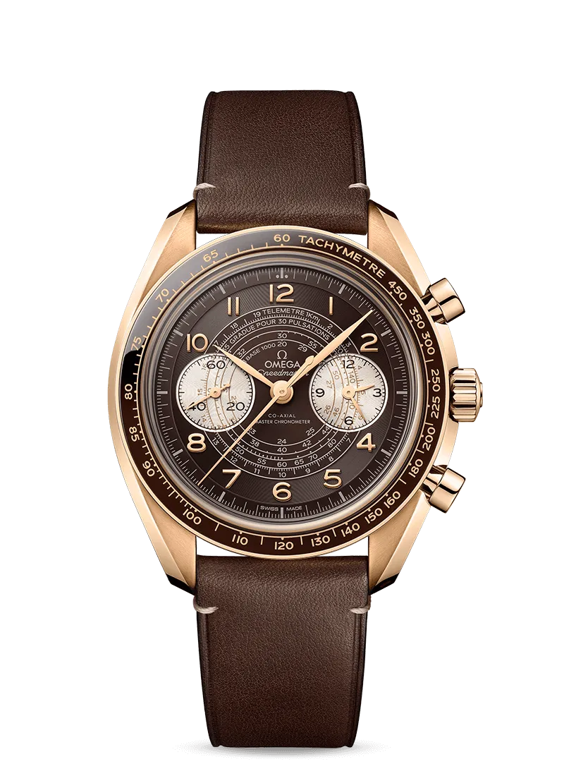 Omega Chronoscope Co-Axial Master Chronometer Chronograph 43mm Bronze Gold on Leather Strap 329.92.43.51.10.001