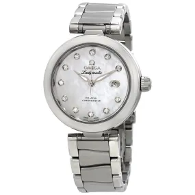 Omega DeVille Mother of Pearl Diamond Dial Stainless Steel Ladies Watch 42530342055002 425.30.34.20.55.002