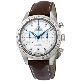Omega Speedmaster 57 Chronograph White Dial Brown Leather Men's Watch 33192425104001 331.92.42.51.04.001