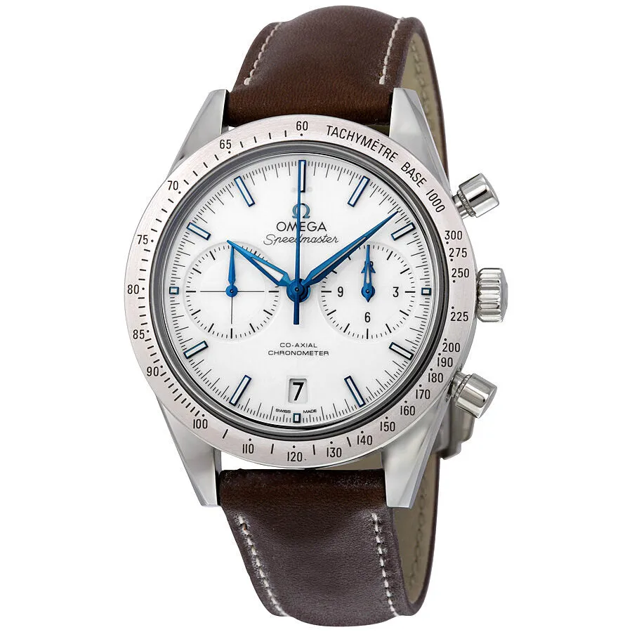 Omega Speedmaster 57 Chronograph White Dial Brown Leather Men's Watch 33192425104001 331.92.42.51.04.001