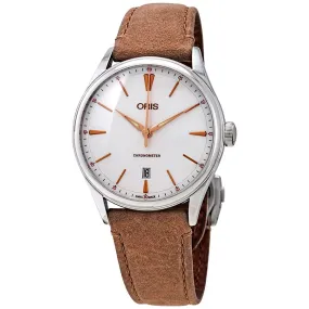 Oris Chronometer Silver Dial Men's Leather Watch 01 737 7721 4031-07 5 21 33FC
