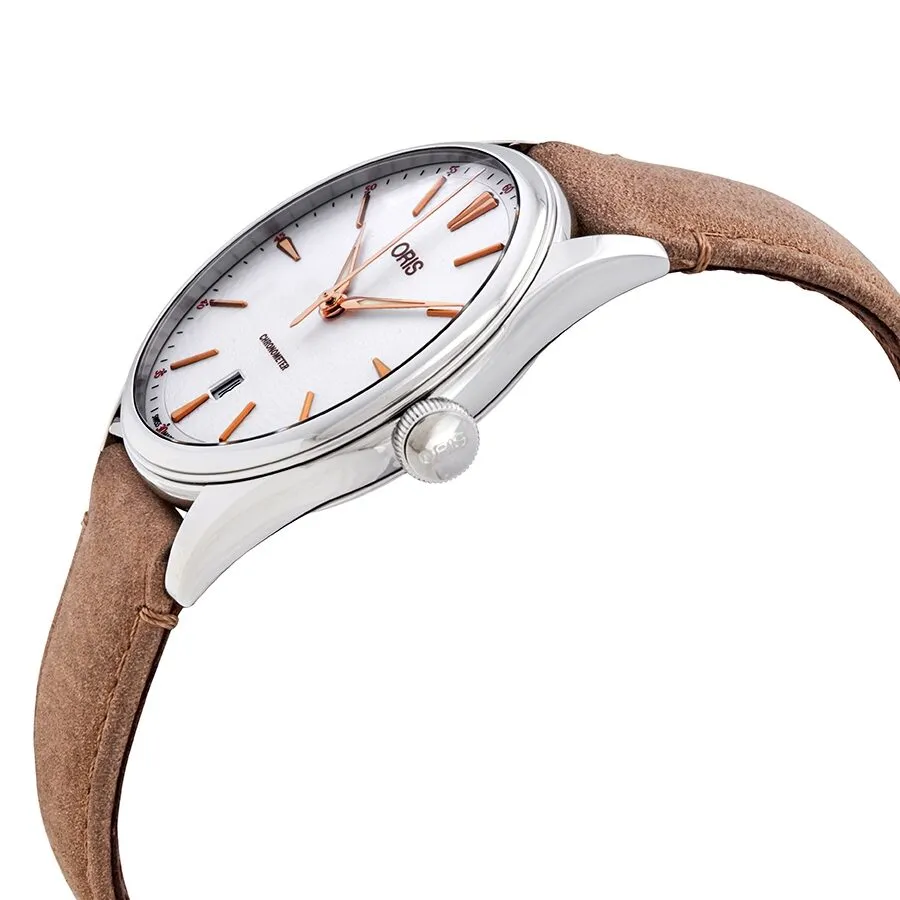 Oris Chronometer Silver Dial Men's Leather Watch 01 737 7721 4031-07 5 21 33FC