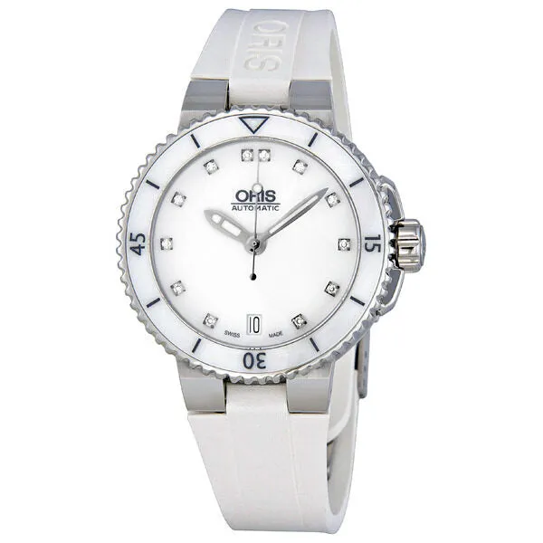 Oris Divers Date Automatic White Dial Ladies Watch 01 733 7652 4191 07 01 733 7652 4191-07 4 18 31