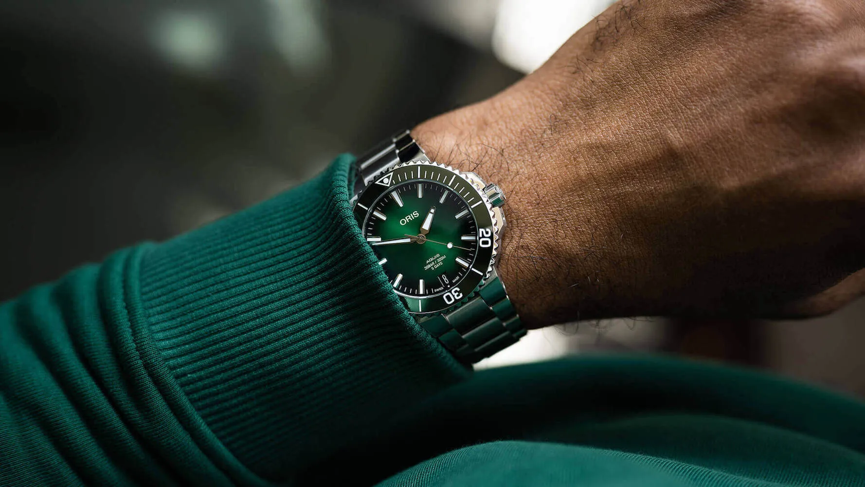ORS Watch Aquis Date Calibre 4 Green Rubber
