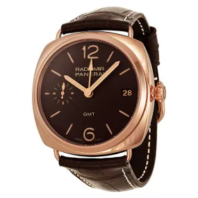 Panerai Radiomir GMT Brown Dial 18kt Rose Gold Brown Alligator Leather Men's Watch PAM00421