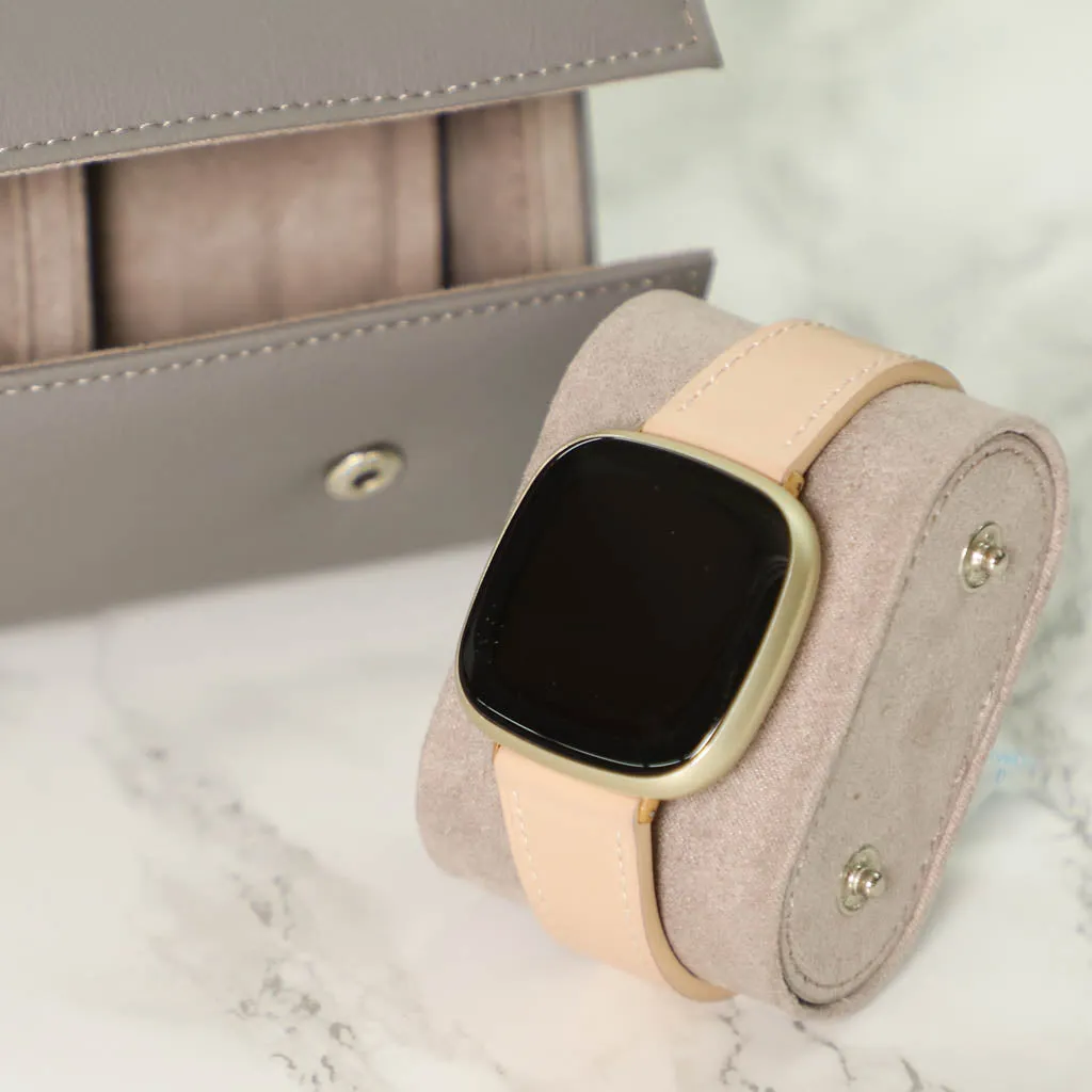 Pebble Grey Leather Three Section Watch Case