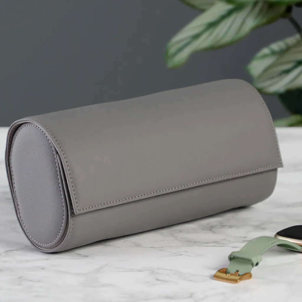 Pebble Grey Leather Three Section Watch Case
