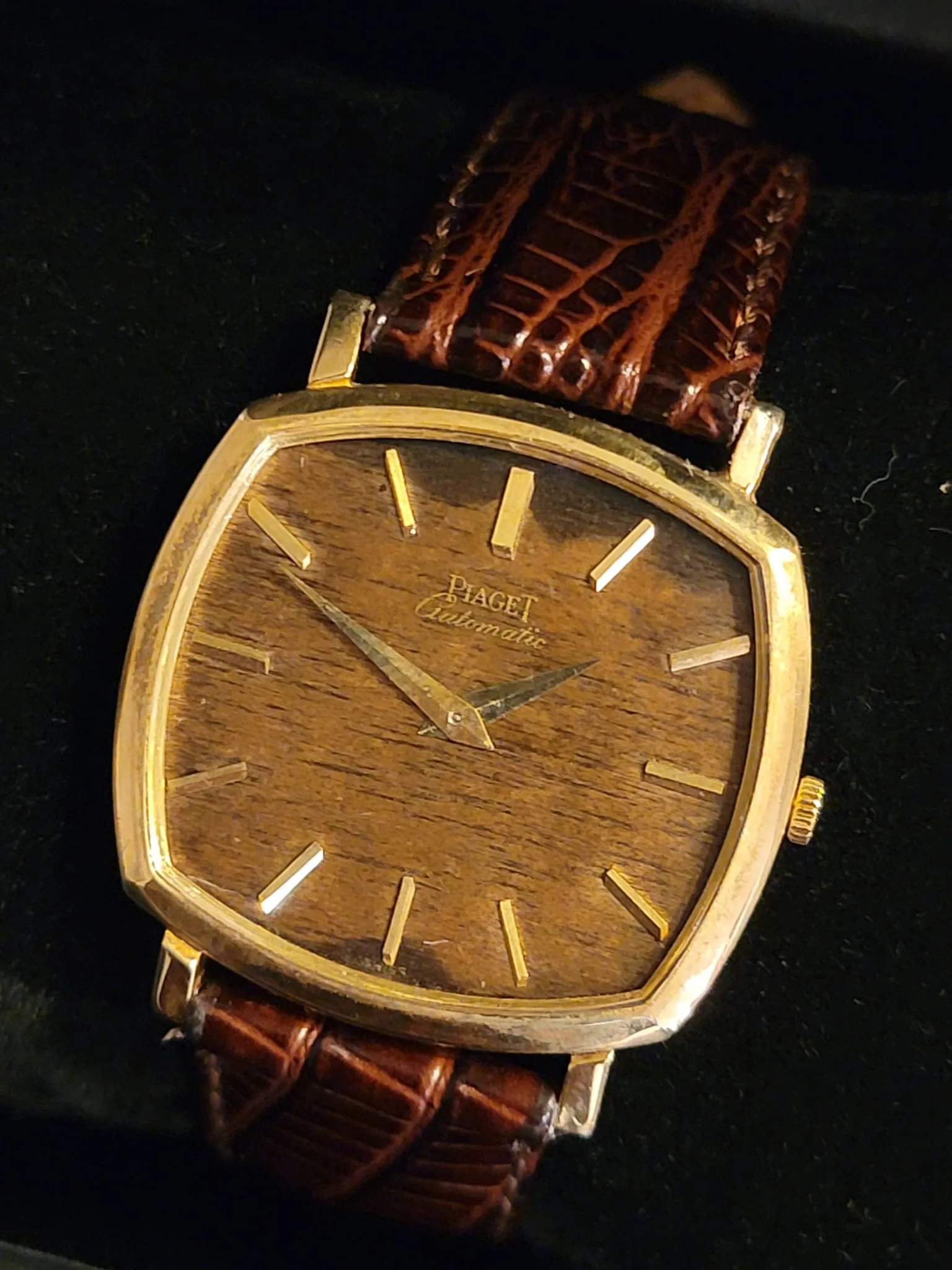PIAGET Wristwatch 18K Gold ULTRA-THIN Movement Cal. 12P 6 ADJs 30 Jewels Wood Dial Watch