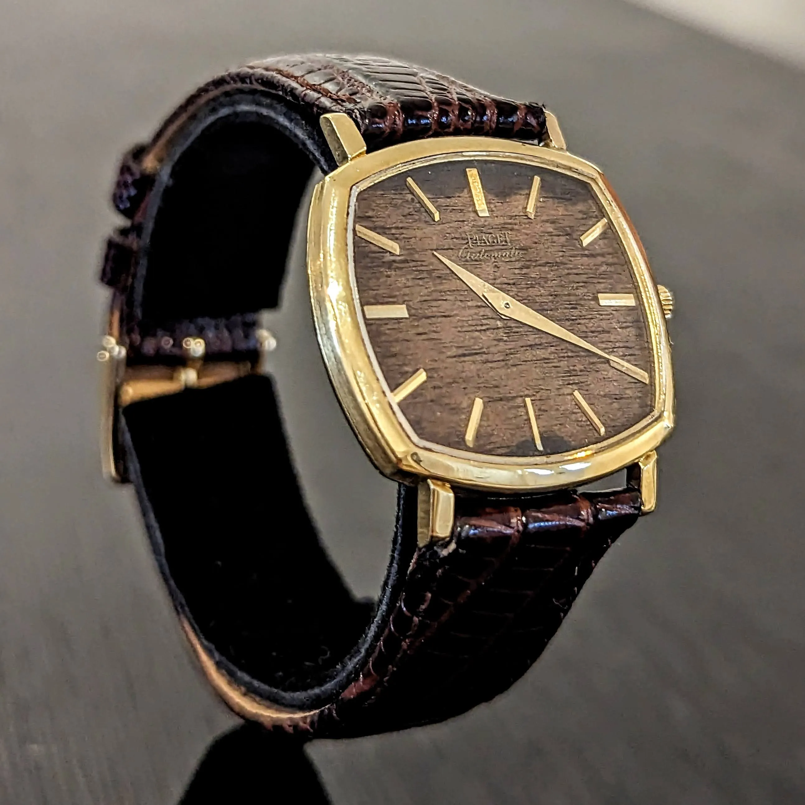 PIAGET Wristwatch 18K Gold ULTRA-THIN Movement Cal. 12P 6 ADJs 30 Jewels Wood Dial Watch