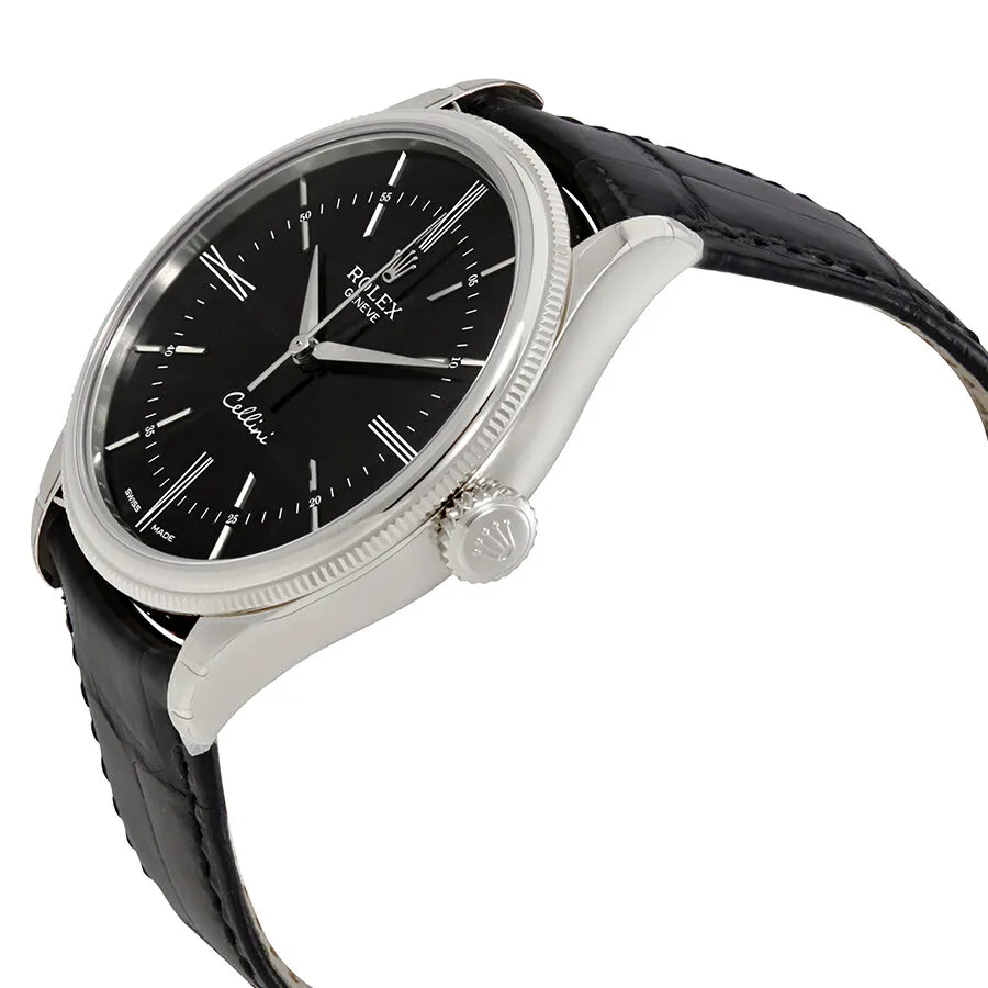 Rolex Cellini Time Black Dial Automatic Men's 18 Carat White Gold Watch 50509BKSL