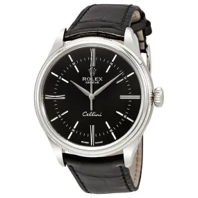 Rolex Cellini Time Black Dial Automatic Men's 18 Carat White Gold Watch 50509BKSL