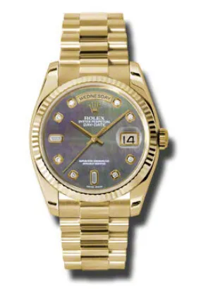 Rolex Day-Date Dark Mother Of Pearl Dial 18K Yellow Gold President Automatic Men's Watch 118238BKMDP