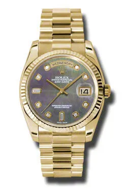 Rolex Day-Date Dark Mother Of Pearl Dial 18K Yellow Gold President Automatic Men's Watch 118238BKMDP