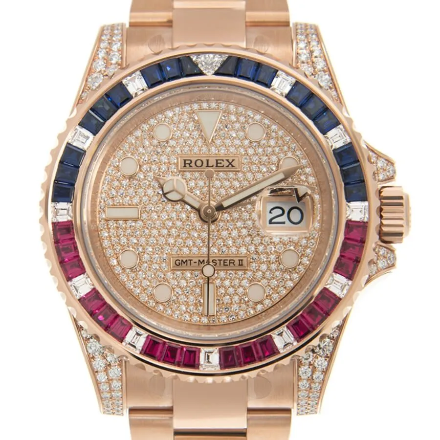 Rolex GMT-Master II GMT Diamond Diamond Pave Dial Men's Watch 126755SARU-PAVE