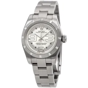 Rolex Lady Oyster Perpetual Silver Dial Maxi Numeral Dial Marker Ladies Watch 176210SMAXI