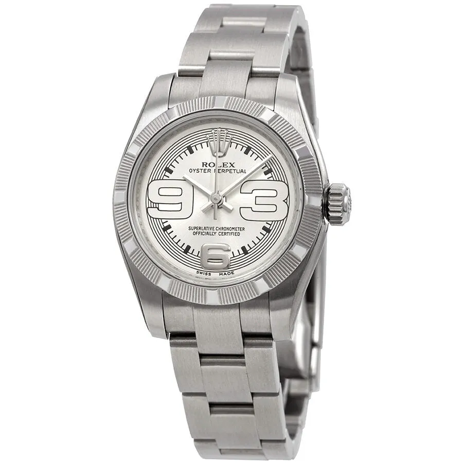 Rolex Lady Oyster Perpetual Silver Dial Maxi Numeral Dial Marker Ladies Watch 176210SMAXI