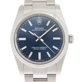 Rolex Oyster Perpetual 34 Automatic Chronometer Blue Dial Ladies Watch 124200BLSO