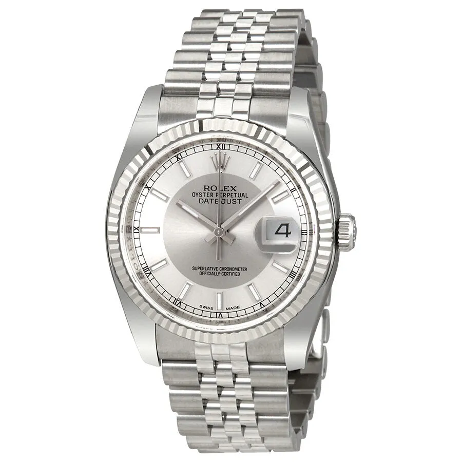 Rolex Oyster Perpetual 36 mm Silver Dial Stainless Steel Jubilee Bracelet Automatic Men's Watch 116234SRSJ