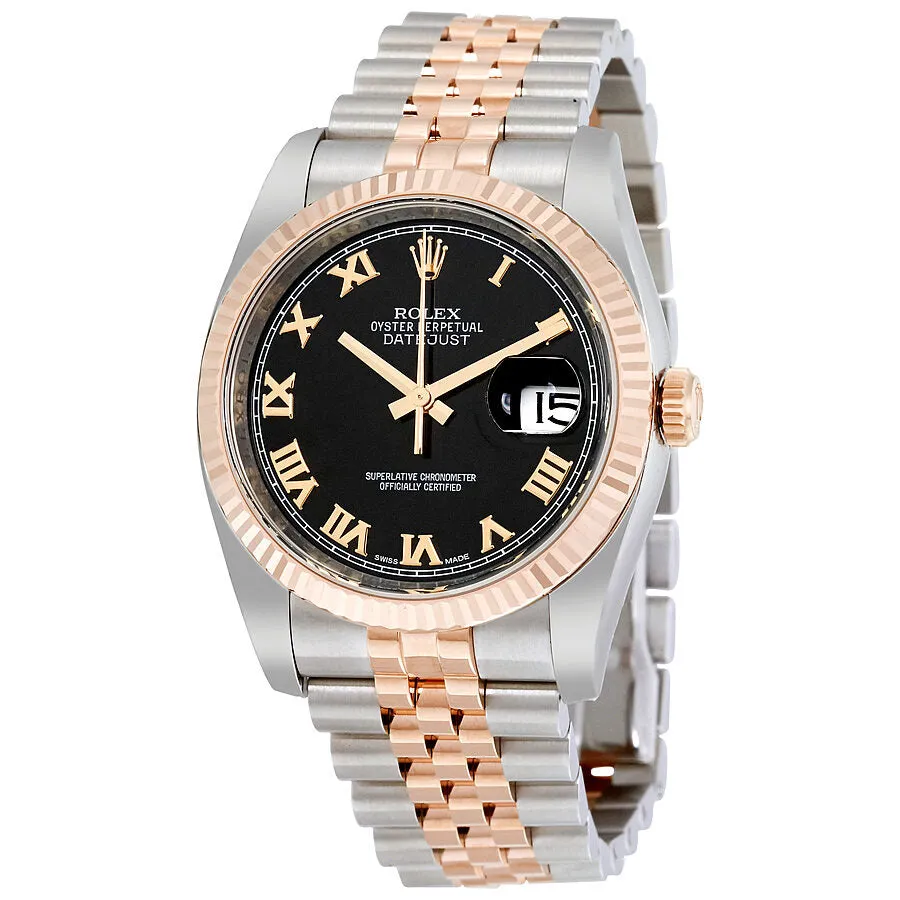 Rolex Oyster Perpetual Datejust 36 Black Dial Stainless Steel and 18K Everose Gold Jubilee Bracelet Automatic Men's Watch 116231BKRJ