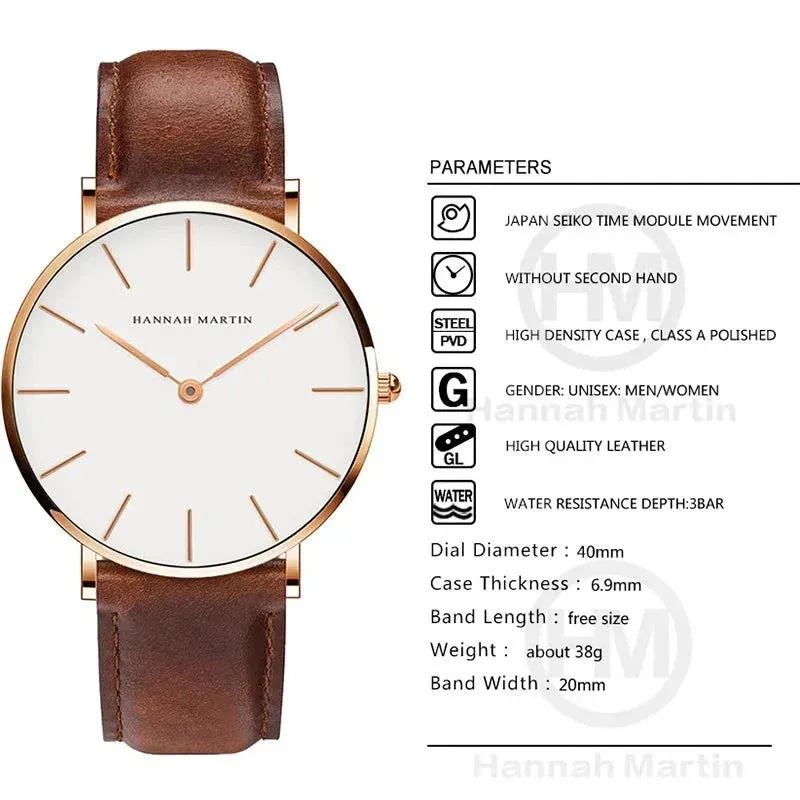 SCOSEZE® Silver Brown Leather Watch
