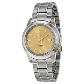 Seiko 5 Automatic Stainless Steel Gold Dial Men's Watch SNKK13