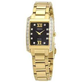 Seiko Diamond Black Dial Yellow Gold-tone Ladies Watch SUP406