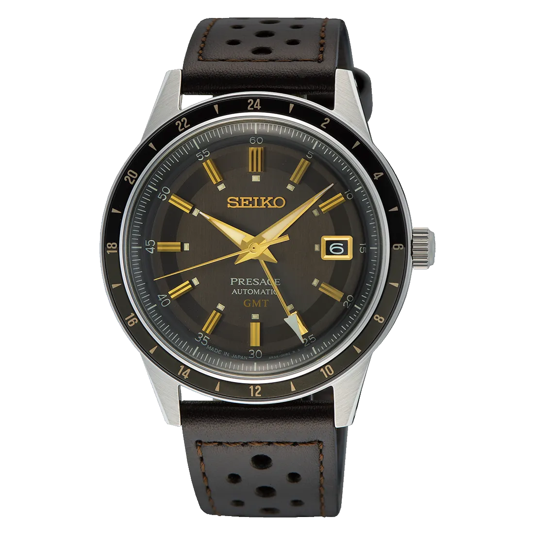 Seiko Gents Presage 'Fume' 60s Style Road Trip GMT Watch