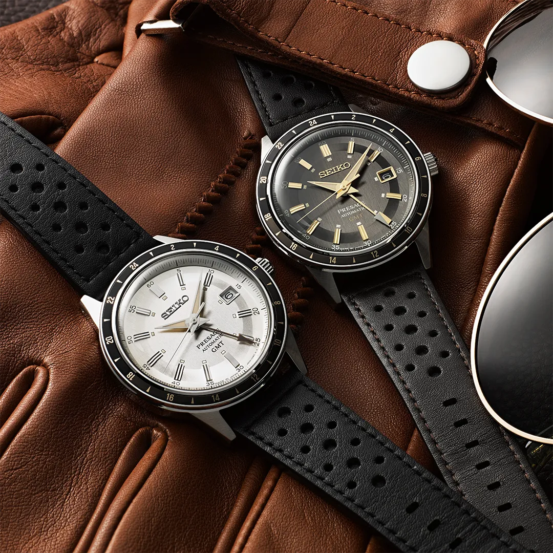 Seiko Gents Presage 'Fume' 60s Style Road Trip GMT Watch