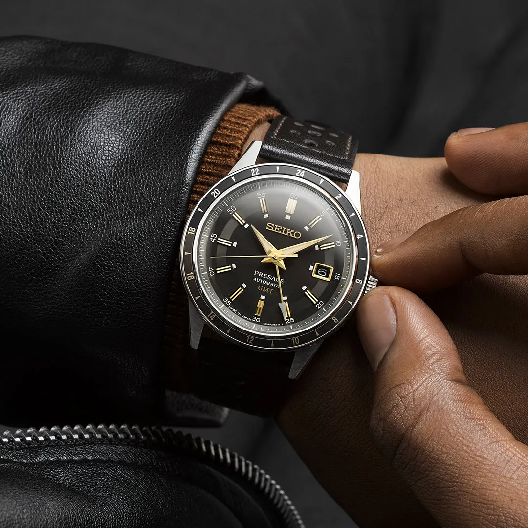 Seiko Gents Presage 'Fume' 60s Style Road Trip GMT Watch