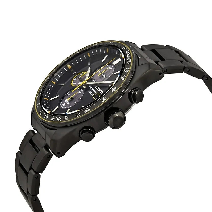 Seiko Solar Chronograph Quartz Black Dial Men's Watch SSC723