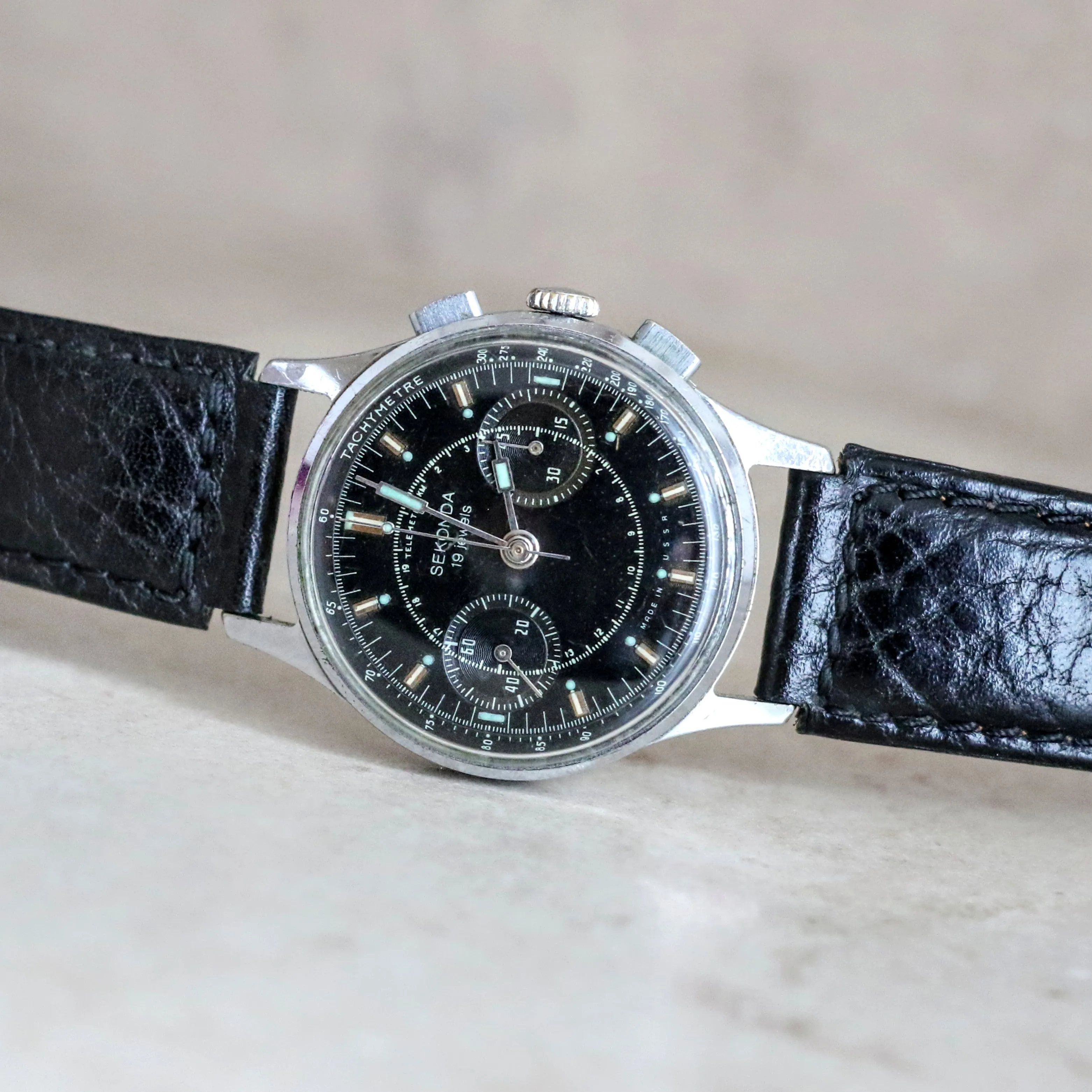 SEKONDA Poljot Chronograph Wristwatch 19 Jewels Made in U.S.S.R. Watch