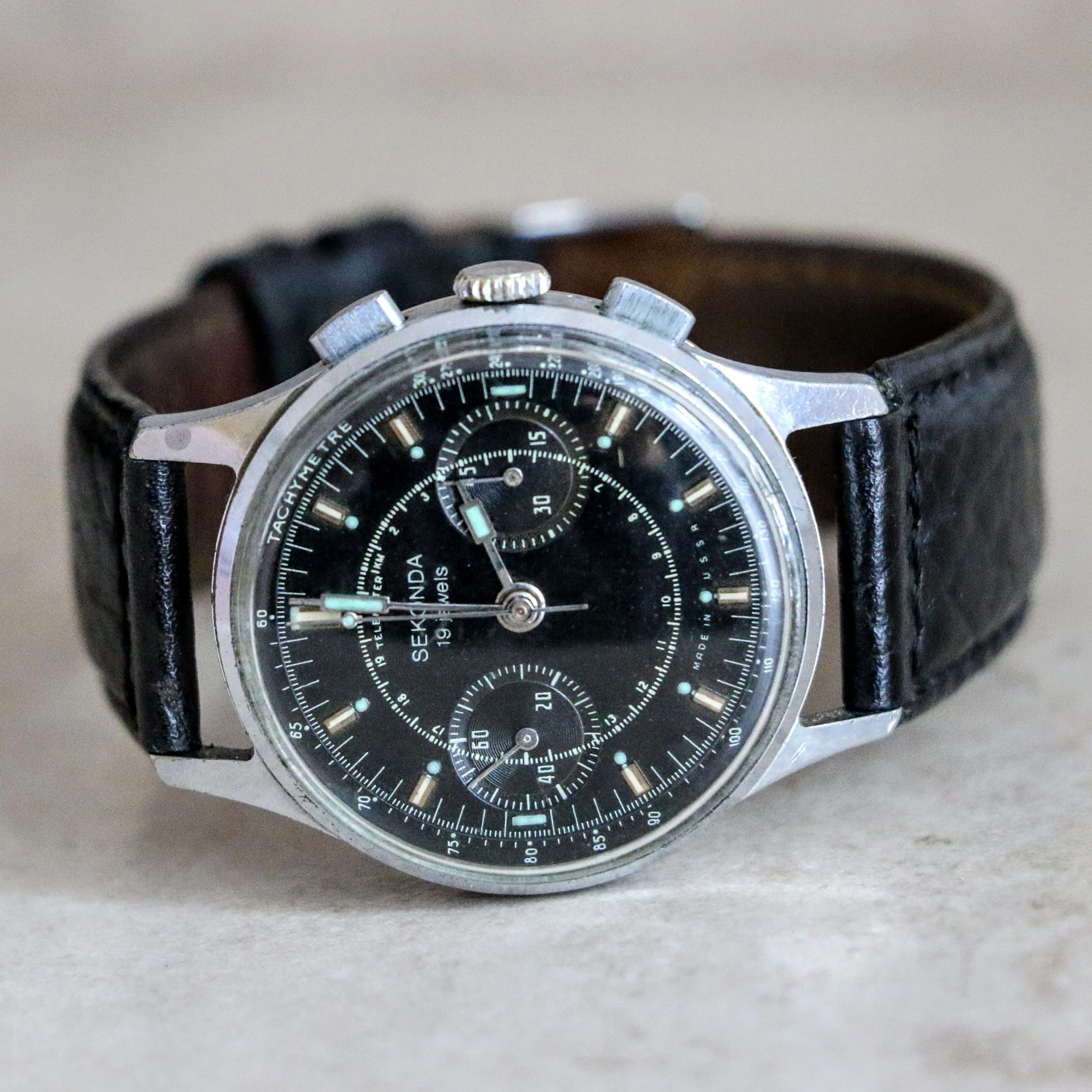 SEKONDA Poljot Chronograph Wristwatch 19 Jewels Made in U.S.S.R. Watch