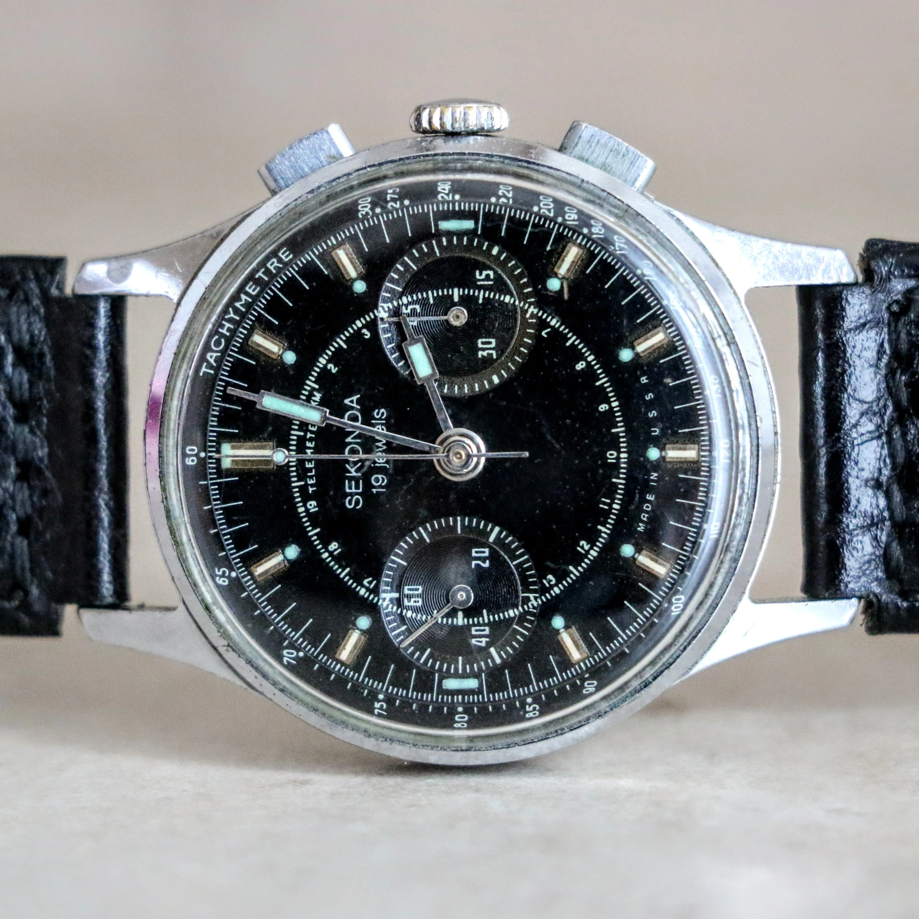 SEKONDA Poljot Chronograph Wristwatch 19 Jewels Made in U.S.S.R. Watch