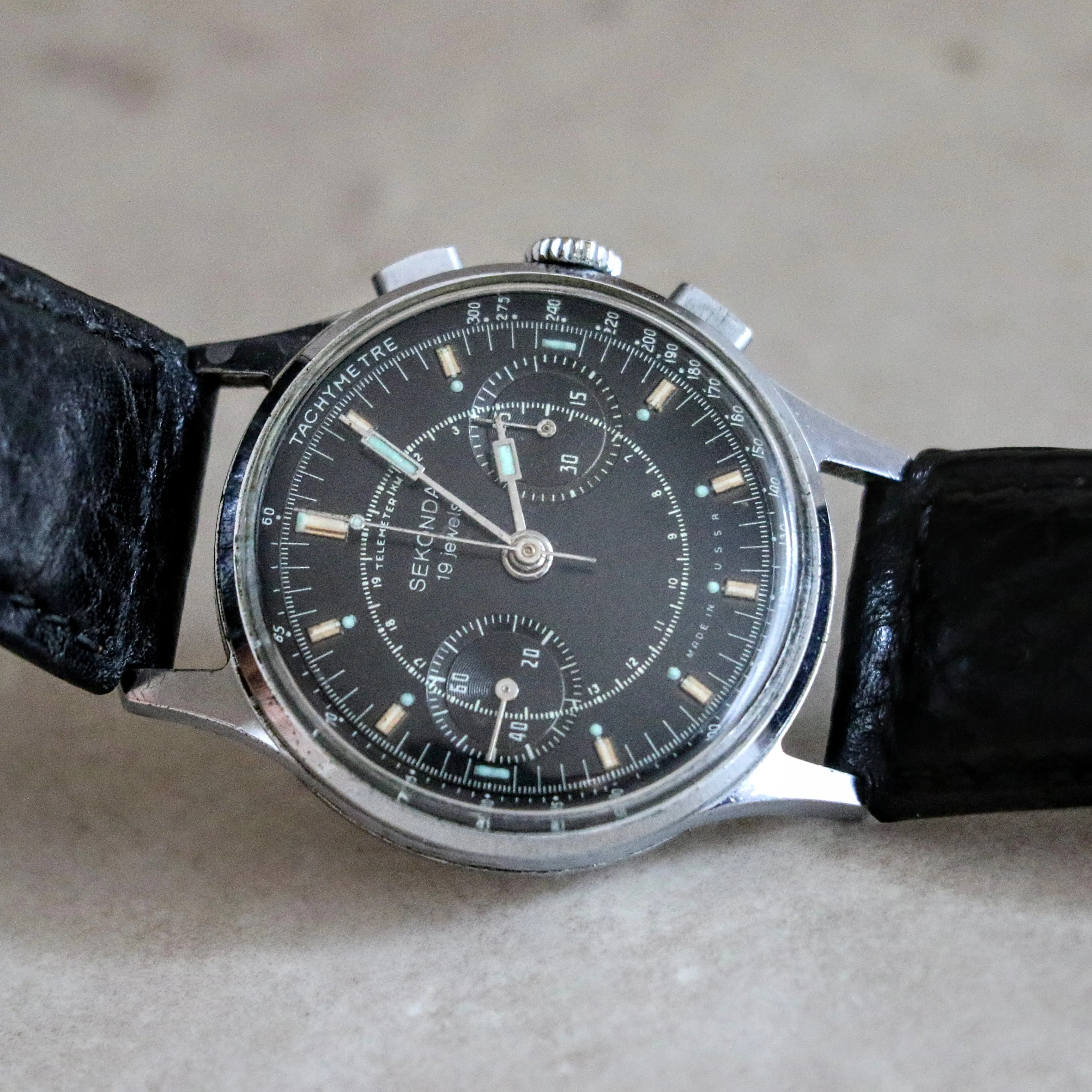 SEKONDA Poljot Chronograph Wristwatch 19 Jewels Made in U.S.S.R. Watch