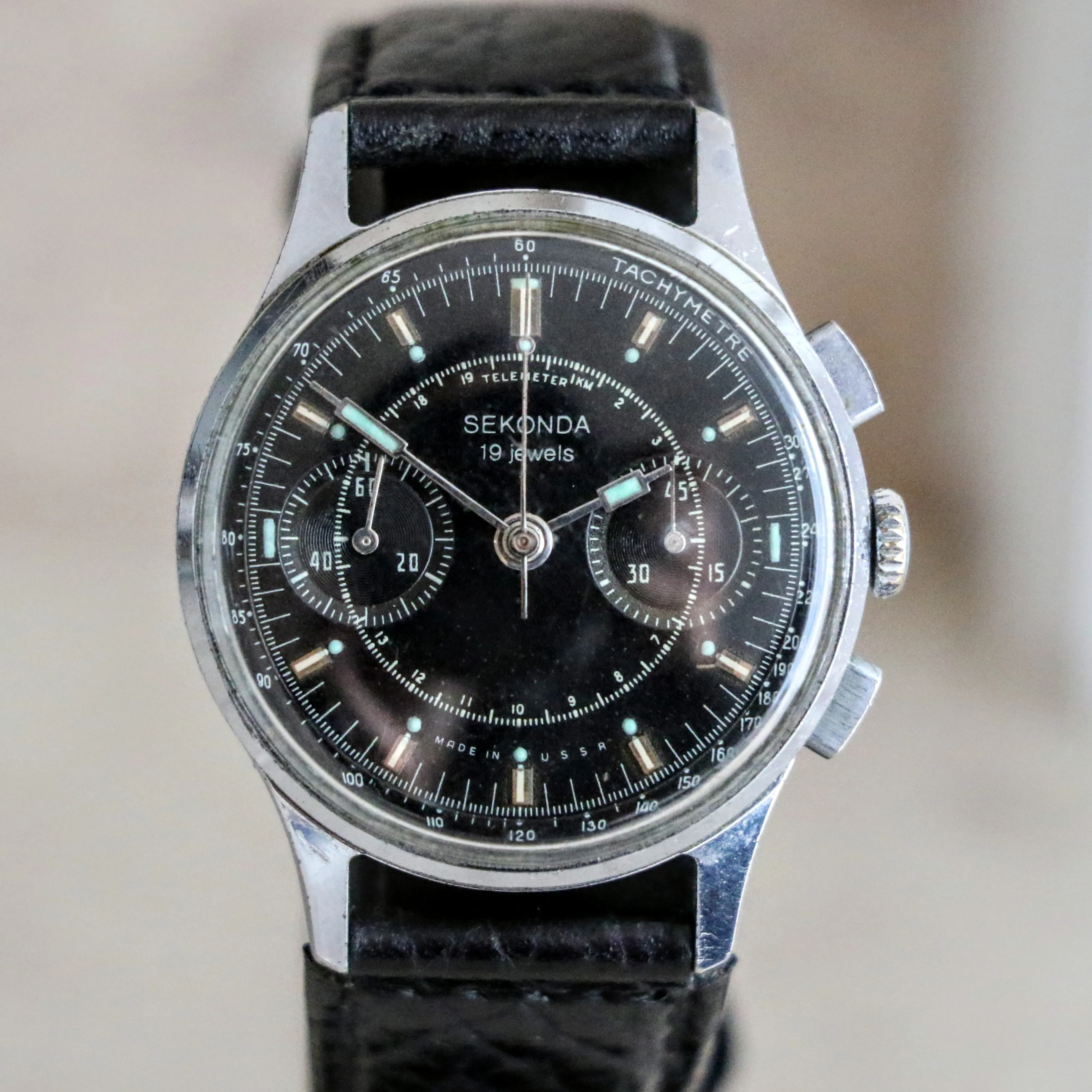 SEKONDA Poljot Chronograph Wristwatch 19 Jewels Made in U.S.S.R. Watch