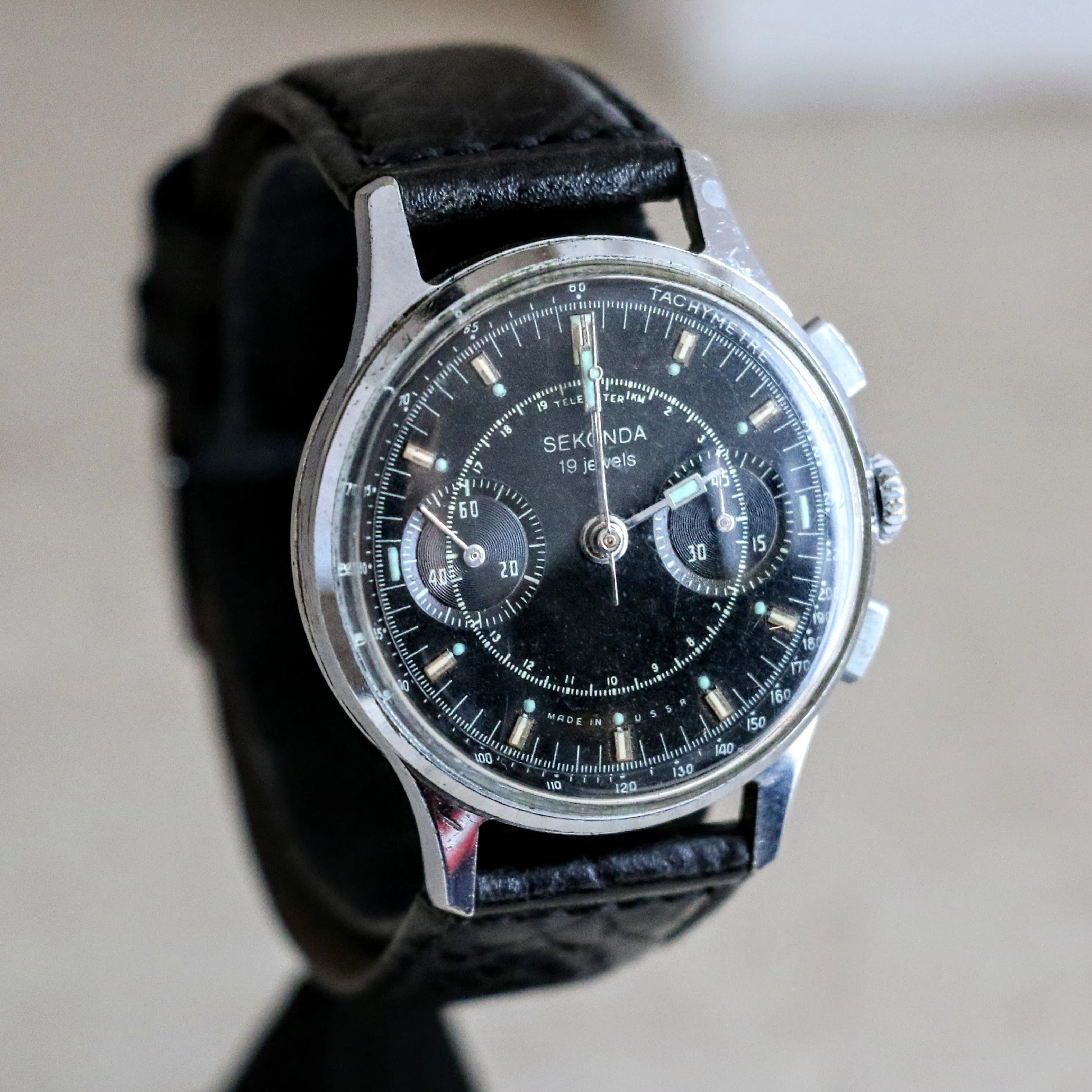 SEKONDA Poljot Chronograph Wristwatch 19 Jewels Made in U.S.S.R. Watch