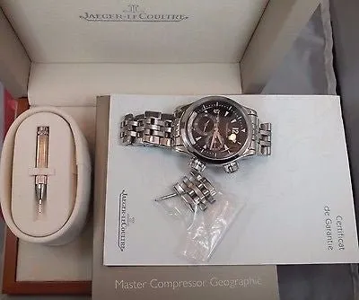 SOLD!!! Jaeger LeCoultre Mens Master Compressor Geographic Steel World Watch 146.8.83/1