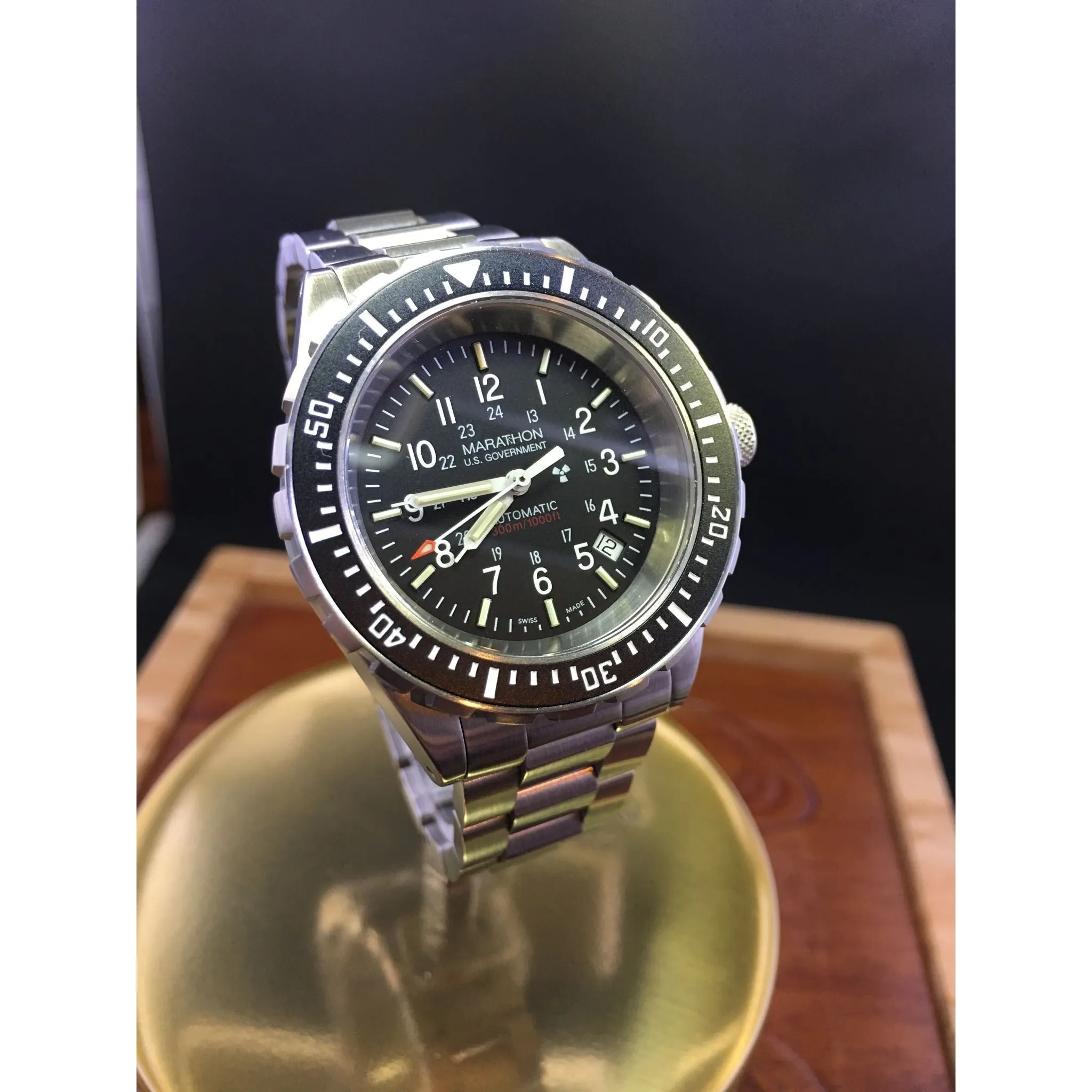 Sold - Marathon GSAR Military Tritium H3 Date ETA 2824-A2 US Government on Bracelet with Boxes & Papers