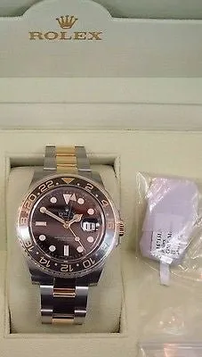 Sold!!! Rolex GMT-MASTER II 116713 Two Tone 18K Yellow Gold SS Ceramic Bezel Box Papers