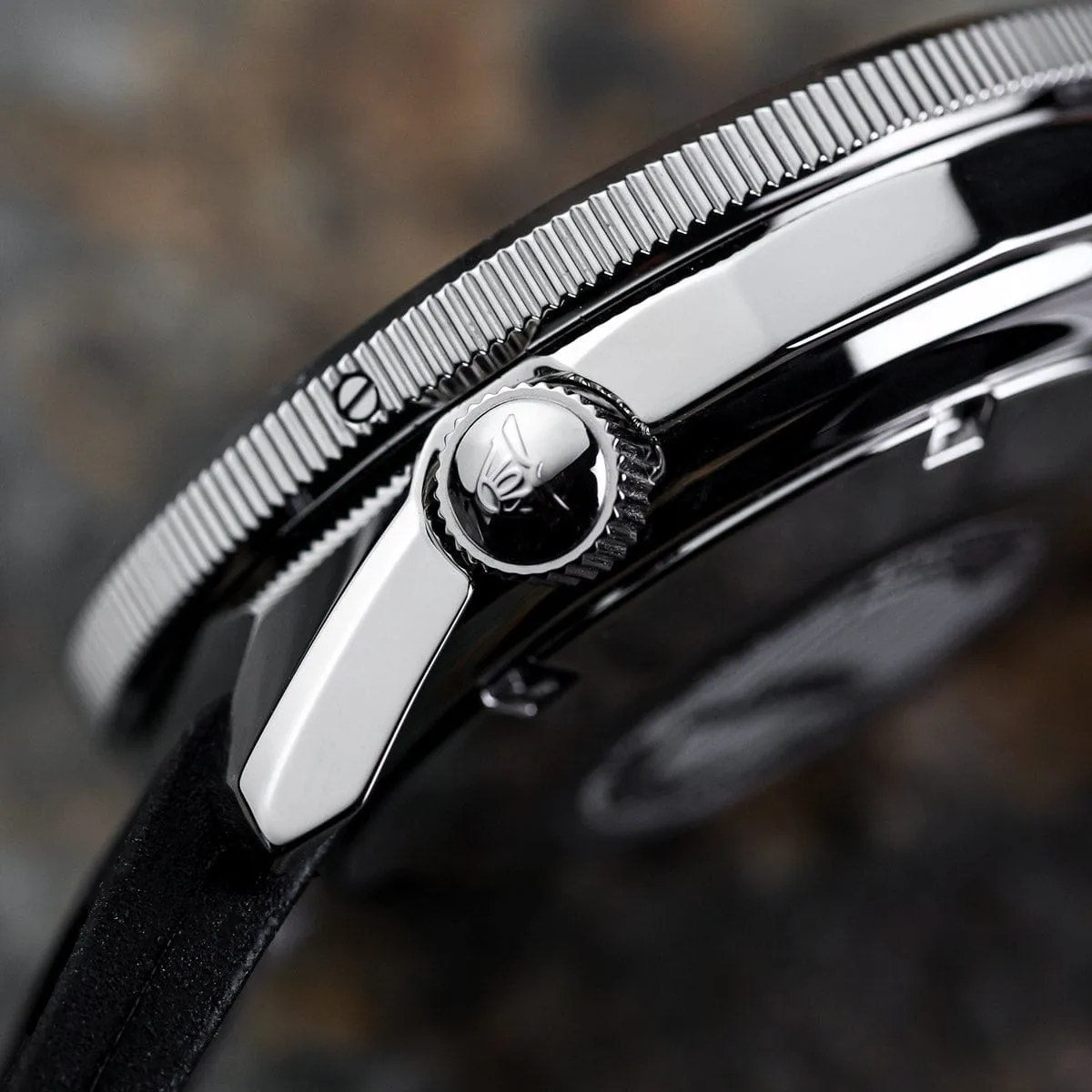 Squale 1521 Swiss Made Diver's Watch Black Dial Polished Case - Rubber