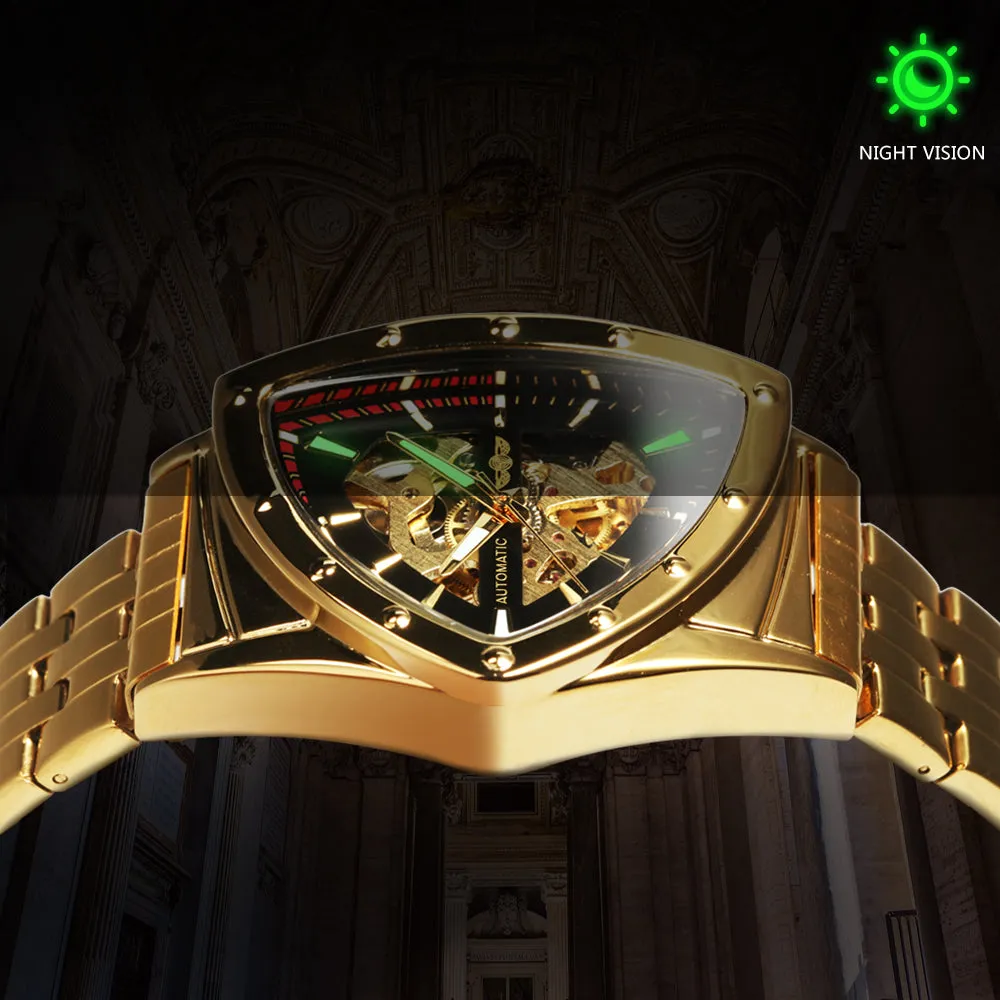 The Monaldo Triangle Skeleton Gold Black Watch