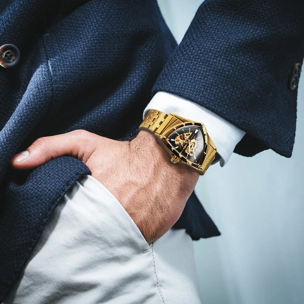 The Monaldo Triangle Skeleton Gold Black Watch