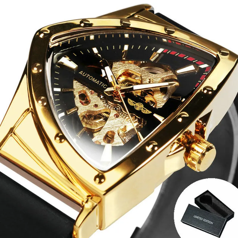 The Monaldo Triangle Skeleton Gold Black Watch