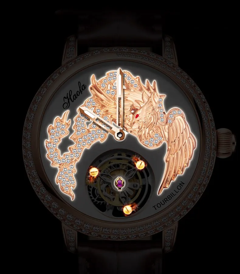 Unisex Luxury Sapphire Flying Movement Tourbillon Mechanical Wristwatch