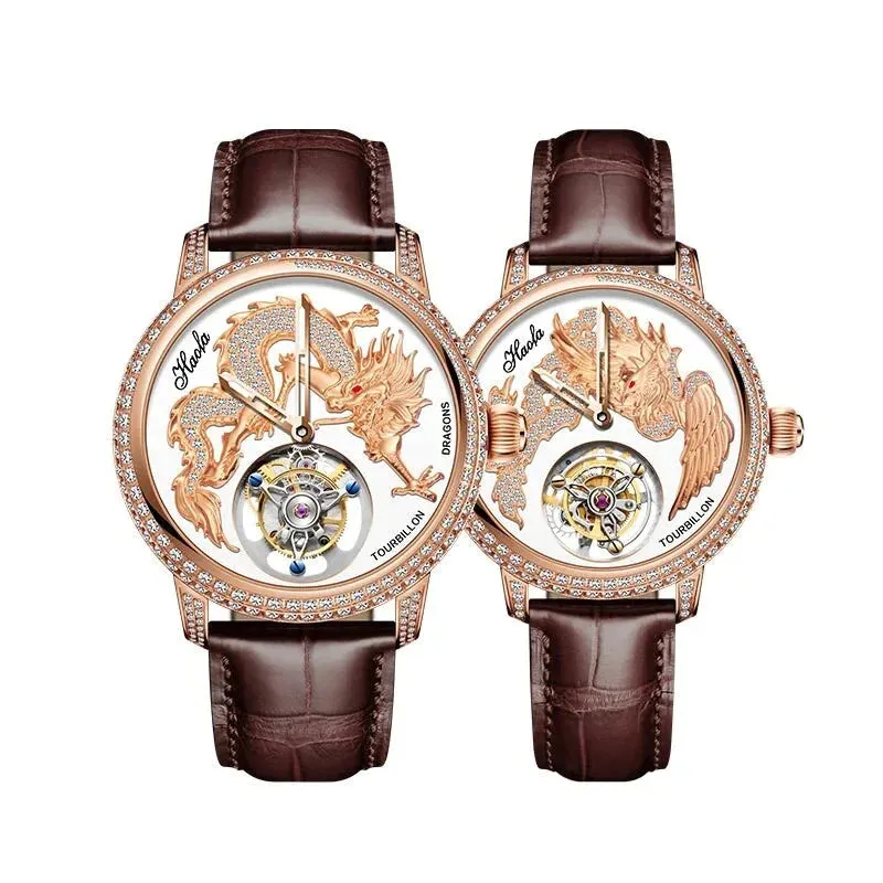 Unisex Luxury Sapphire Flying Movement Tourbillon Mechanical Wristwatch